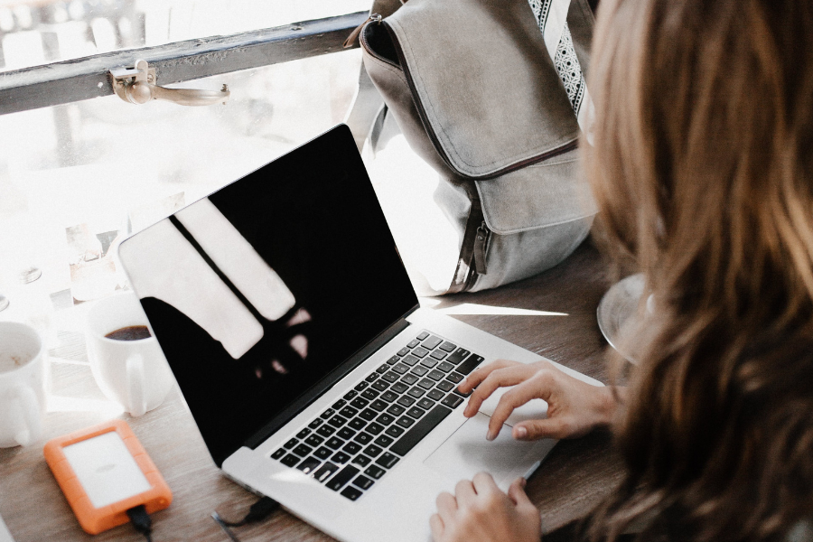 woman working on computer